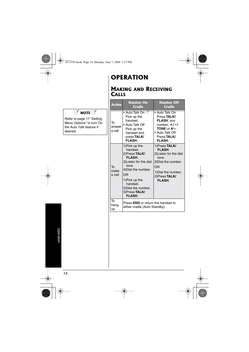 Operation | Radio Shack 43-3595 User Manual | Page 14 / 40