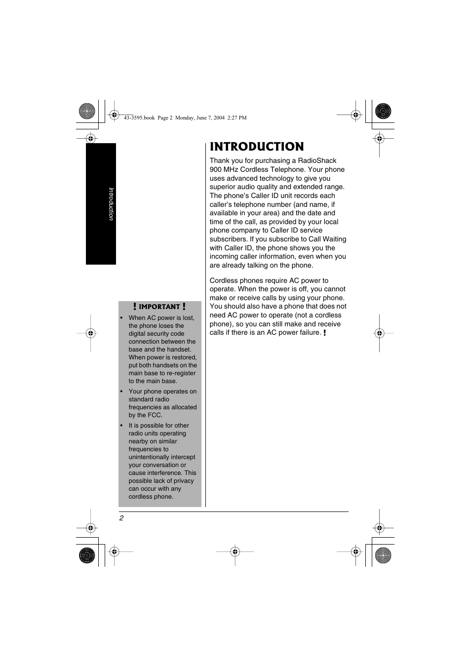 Introduction | Radio Shack 43-3595 User Manual | Page 2 / 40