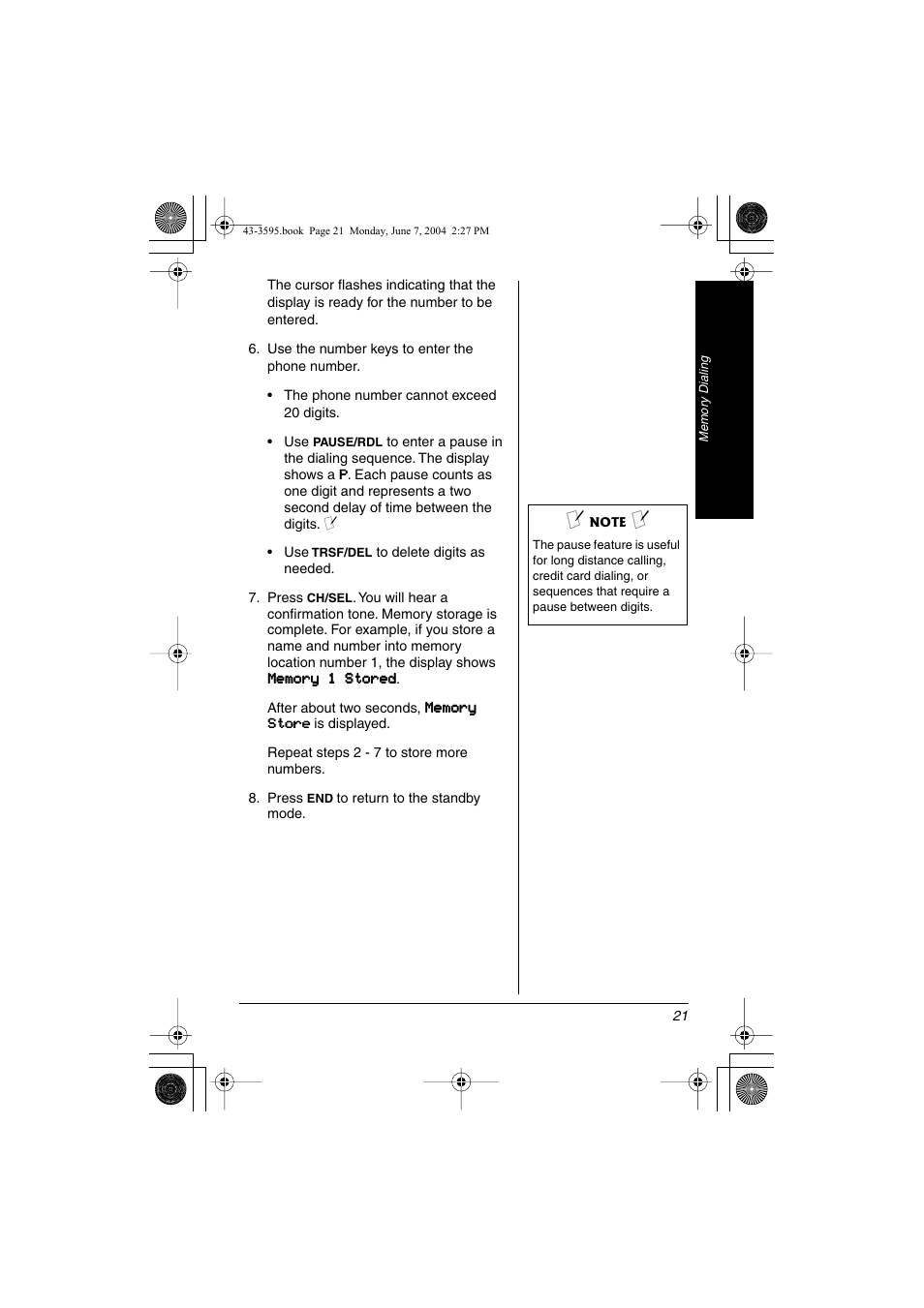 Radio Shack 43-3595 User Manual | Page 21 / 40