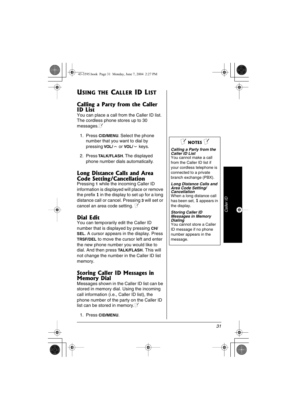 Id l | Radio Shack 43-3595 User Manual | Page 31 / 40