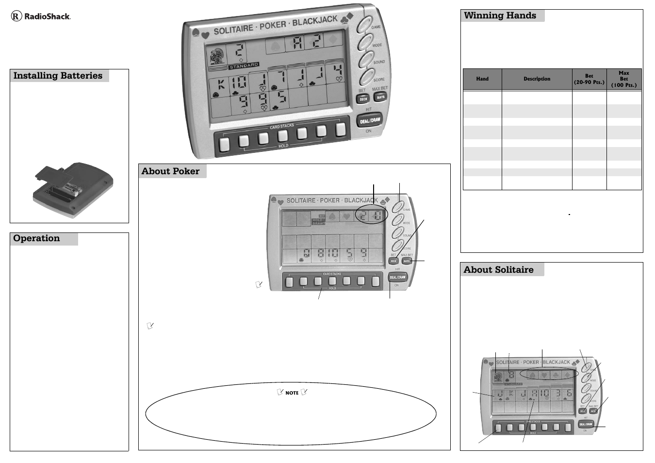 Radio Shack 60-2708 User Manual | 2 pages