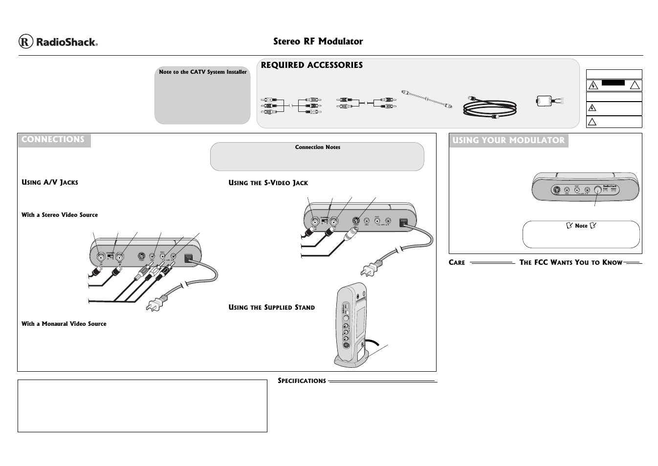 Radio Shack 15-2525 User Manual | 2 pages