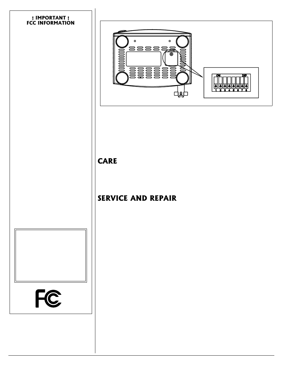 Care, Service and repair | Radio Shack 15-1974 User Manual | Page 6 / 8