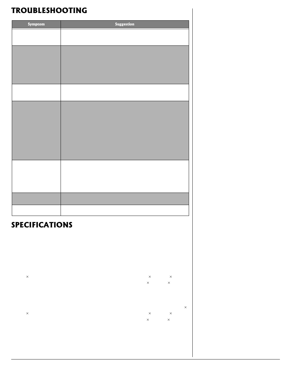 Troubleshooting specifications | Radio Shack 15-1974 User Manual | Page 7 / 8