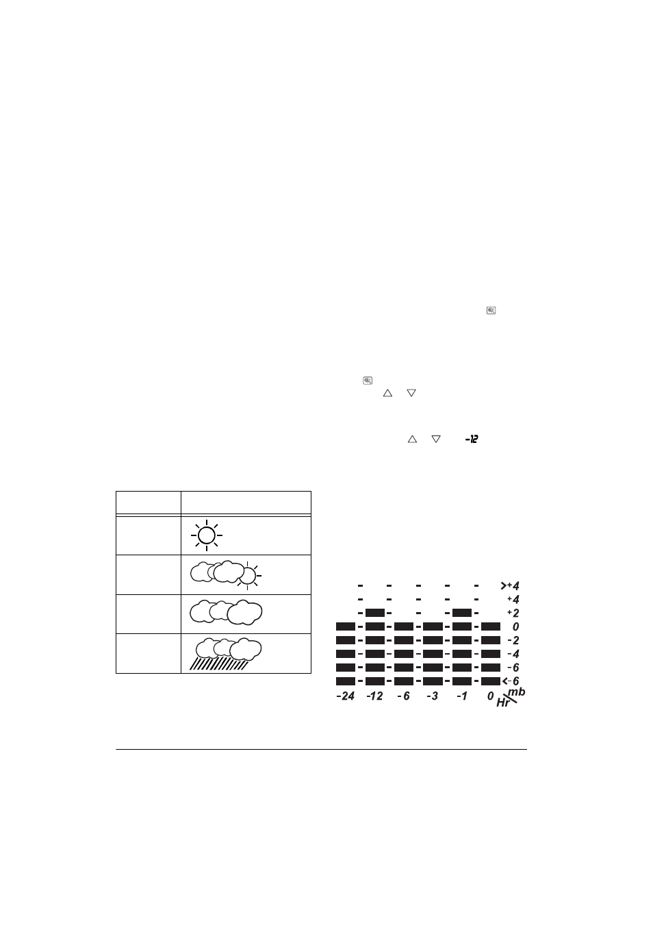 Reading the weather forecast display, Using the barometric pressure window | Radio Shack Weather Radio User Manual | Page 18 / 36