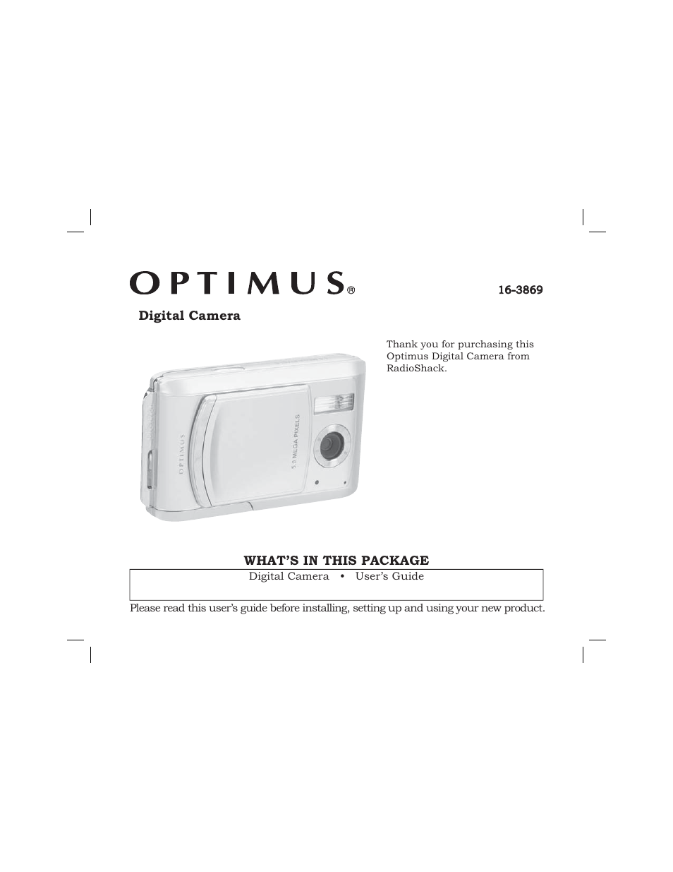 Radio Shack OPTIMUS 16-3869 User Manual | 73 pages