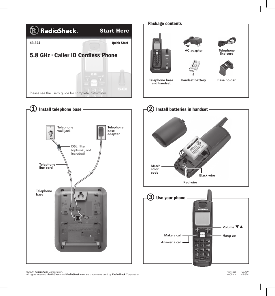 Radio Shack 43-324 User Manual | 1 page