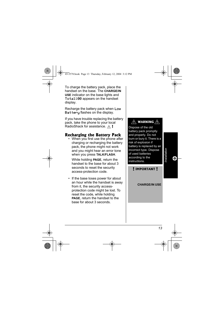 Radio Shack 43-3578 User Manual | Page 13 / 44