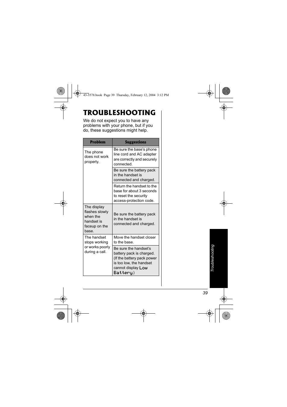 Troubleshooting | Radio Shack 43-3578 User Manual | Page 39 / 44