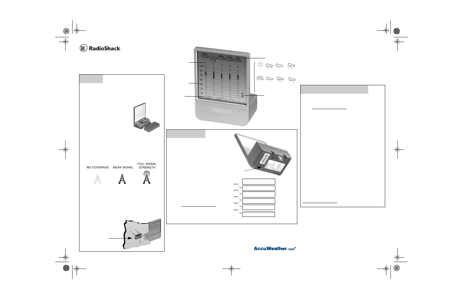 Radio Shack WEATHER FORECASTER 63-1085 User Manual | 2 pages