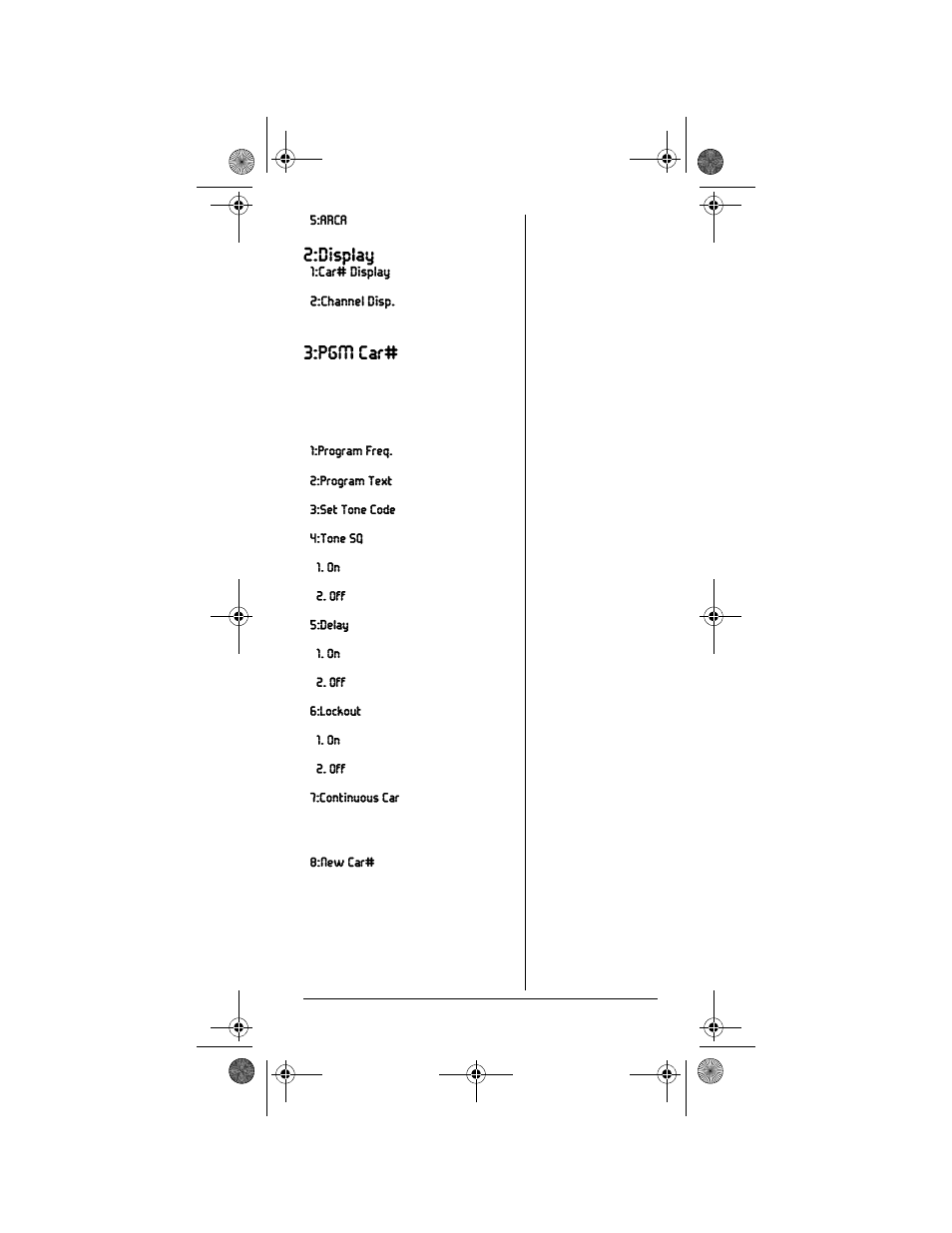 Display, Pgm car | Radio Shack PRO-99 User Manual | Page 19 / 76