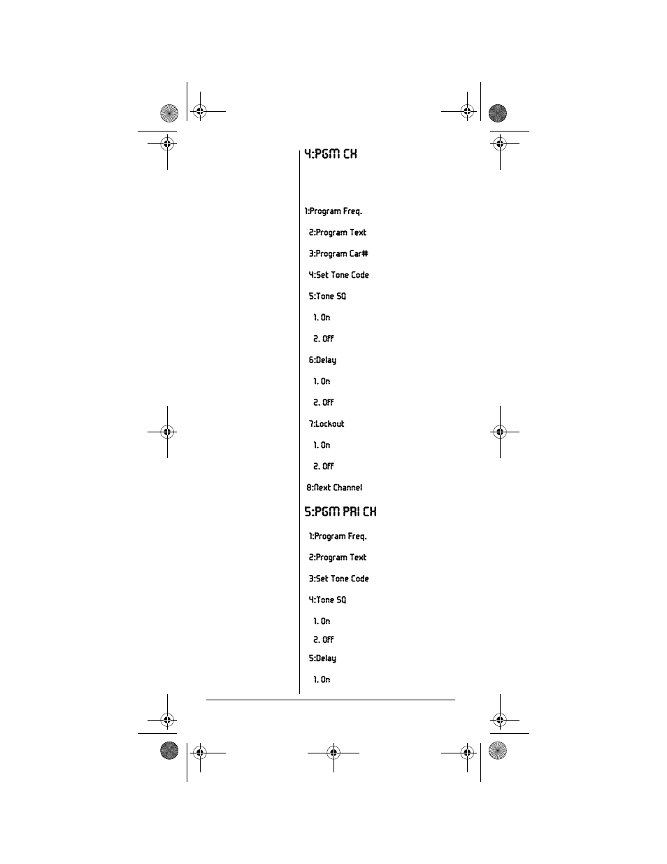 Pgm ch, Pgm pri ch | Radio Shack PRO-99 User Manual | Page 20 / 76
