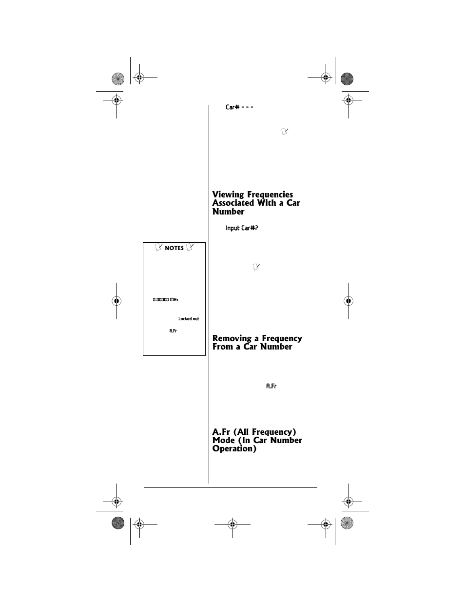 Viewing frequencies associated with a car number, Removing a frequency from a car number | Radio Shack PRO-99 User Manual | Page 26 / 76