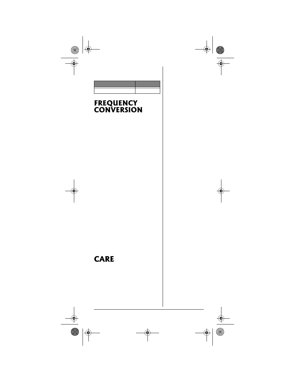 Care, Frequency conversion | Radio Shack PRO-99 User Manual | Page 69 / 76