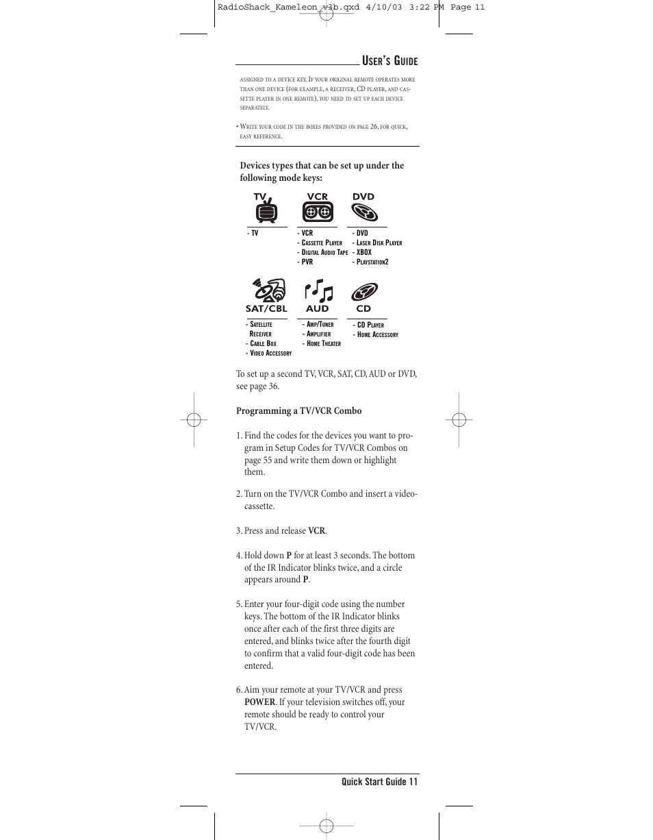 Radio Shack 6-IN-ONE TOUCHSCREEN REMOTE User Manual | Page 11 / 62