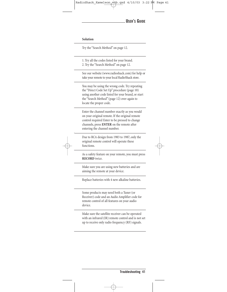 Radio Shack 6-IN-ONE TOUCHSCREEN REMOTE User Manual | Page 41 / 62