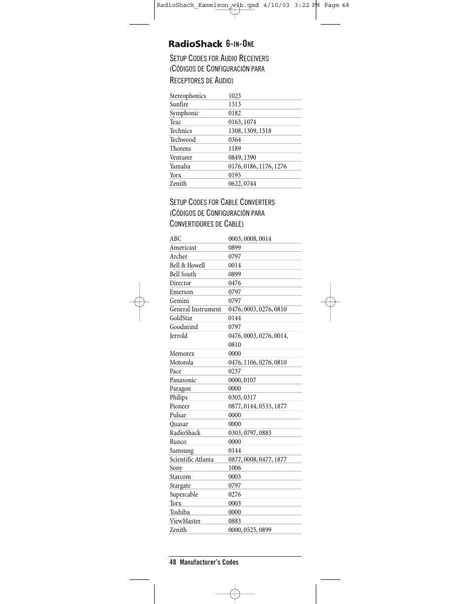 Radio Shack 6-IN-ONE TOUCHSCREEN REMOTE User Manual | Page 48 / 62