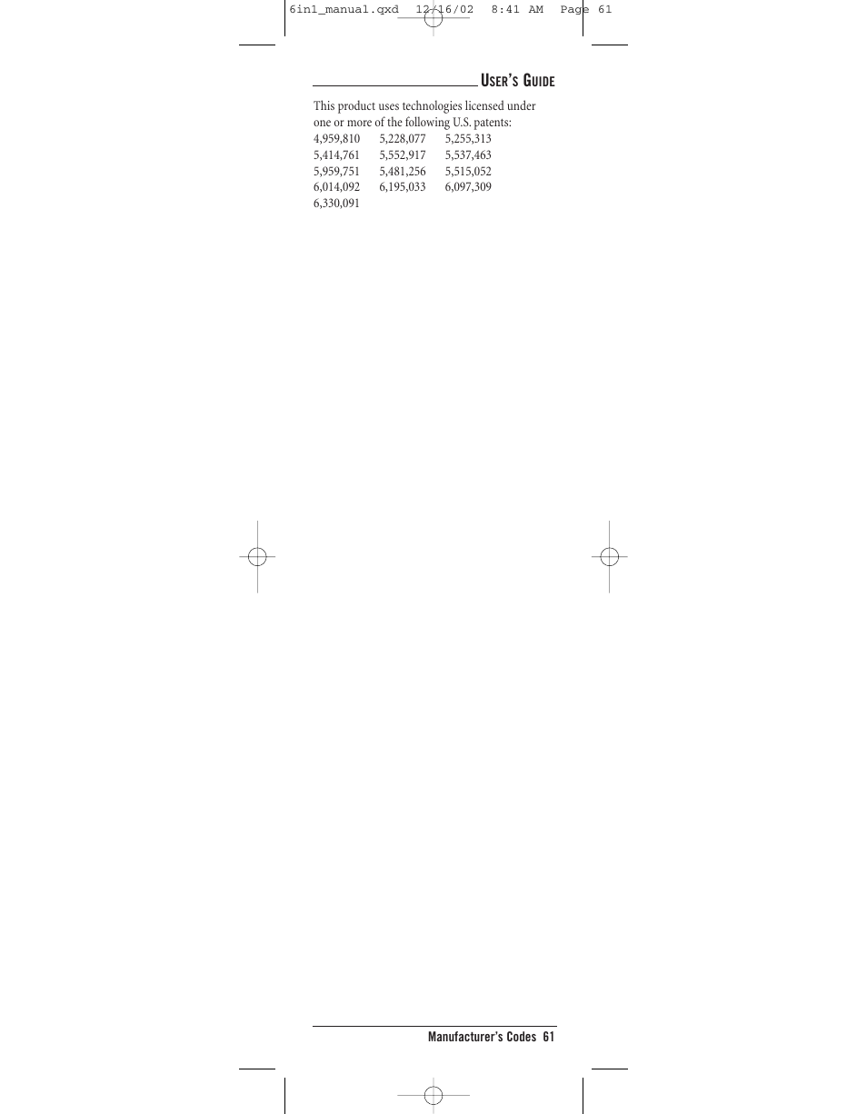 Radio Shack 6-IN-ONE TOUCHSCREEN REMOTE User Manual | Page 61 / 62