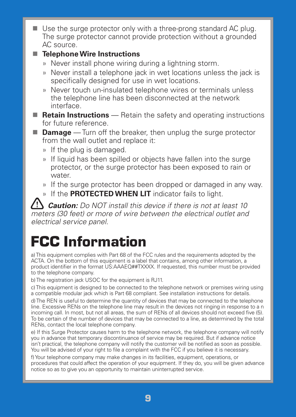 Fcc information | Radio Shack Auvio 61-189 User Manual | Page 9 / 12