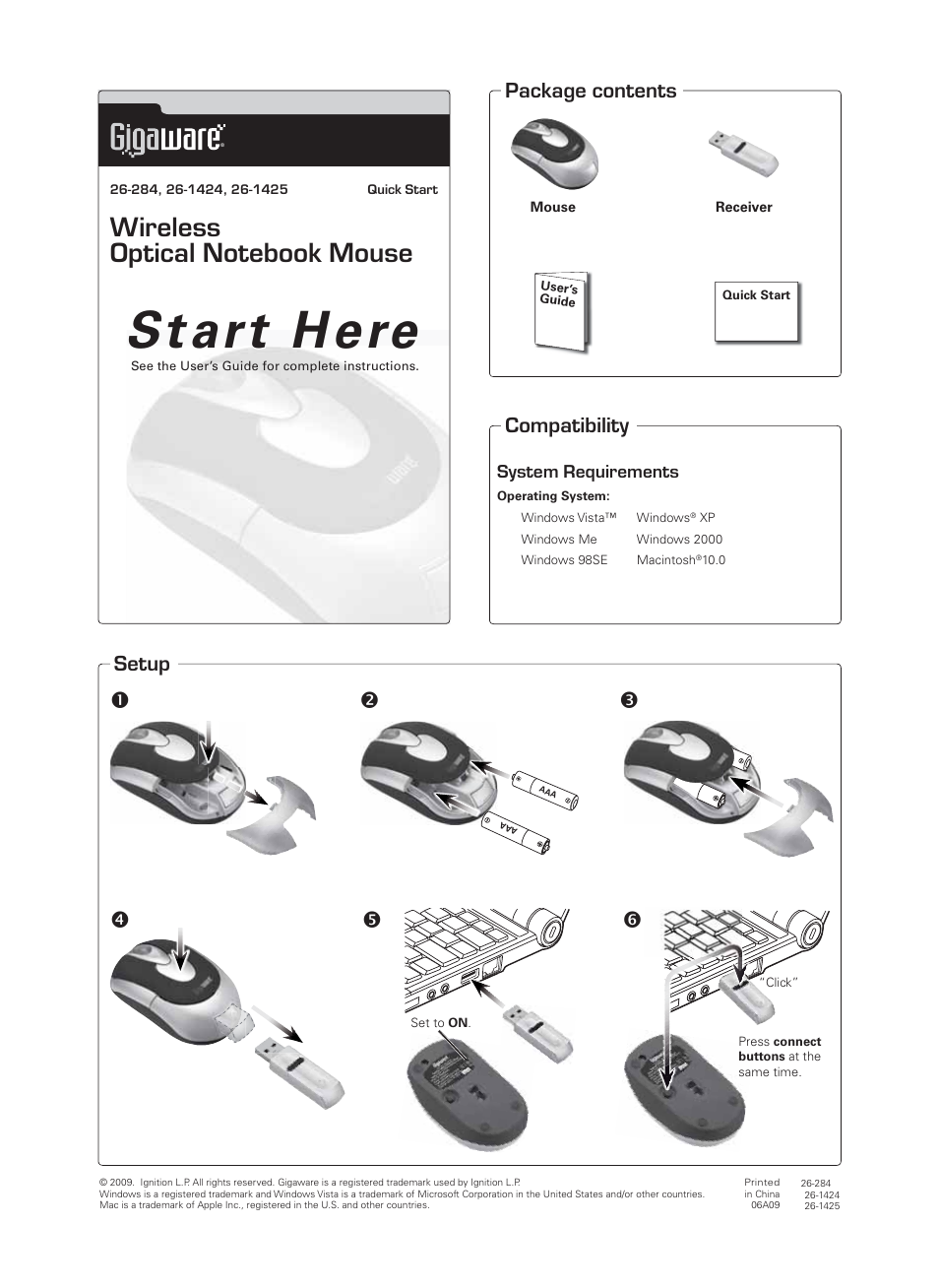 Radio Shack Gigaware 26-284 User Manual | 1 page