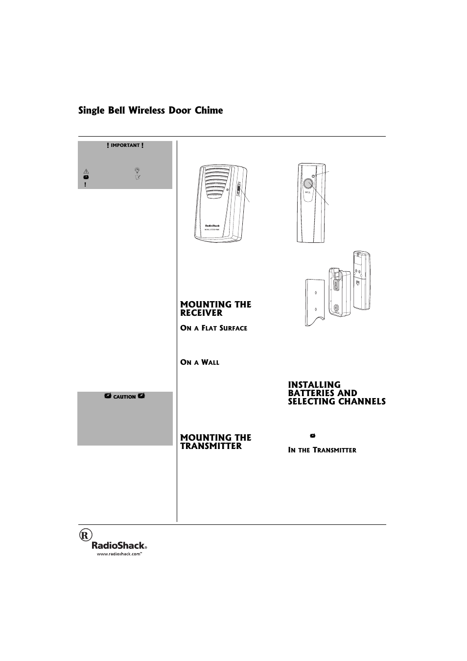 Radio Shack 63-1123 User Manual | 2 pages