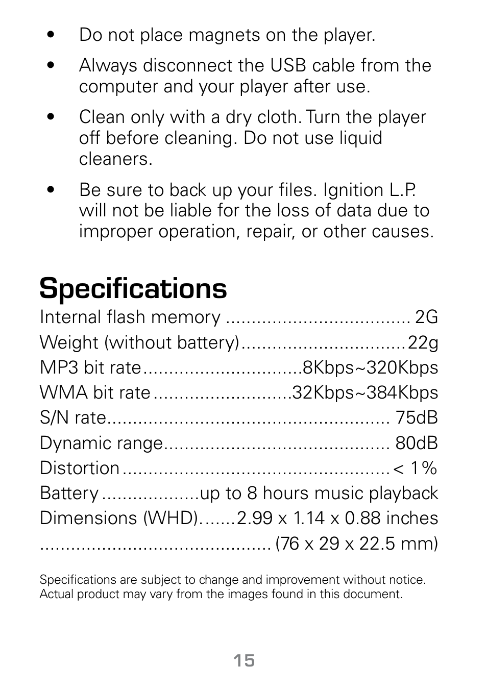 Specifications | Radio Shack Gigaware 42-541 User Manual | Page 15 / 18