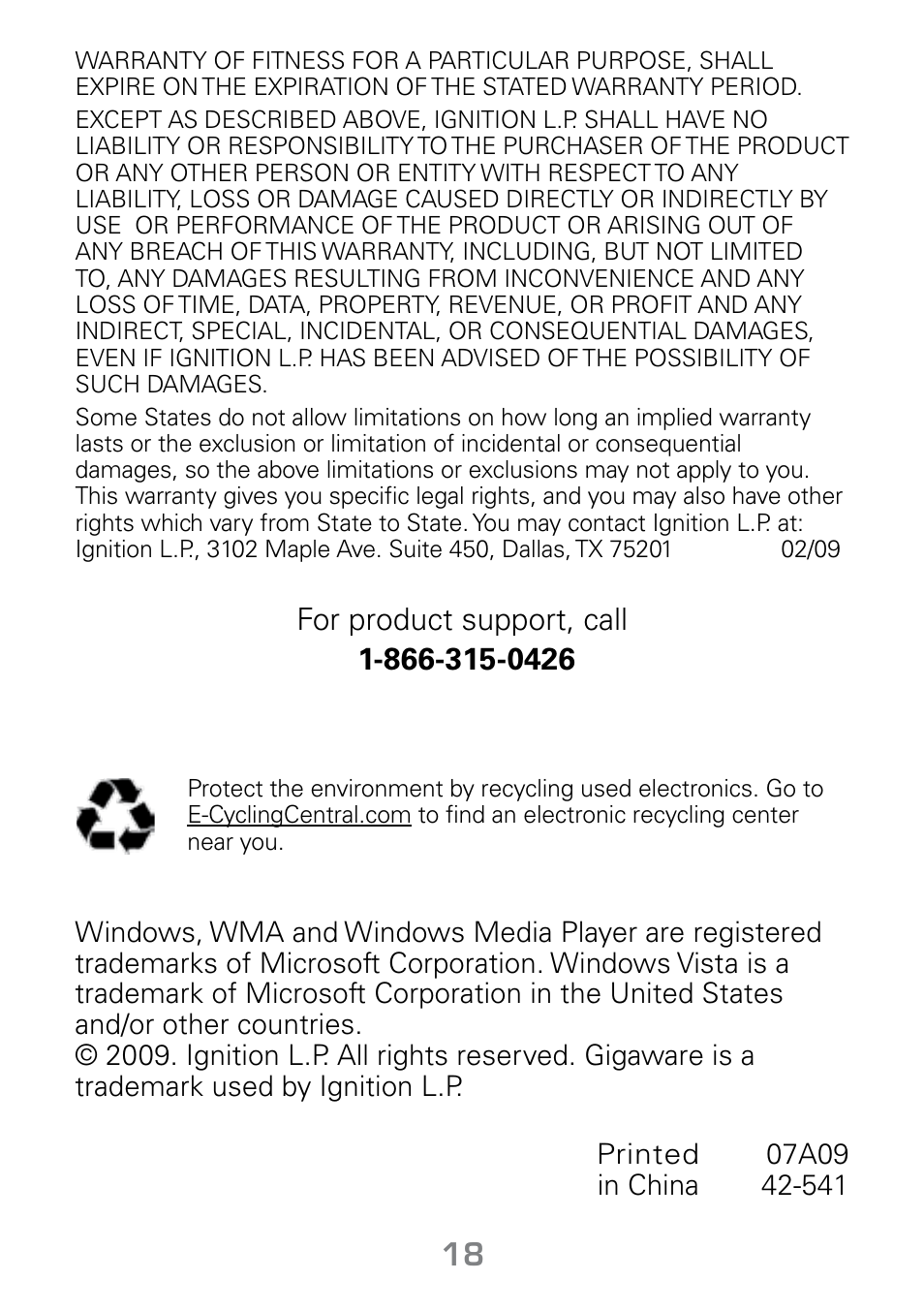 Radio Shack Gigaware 42-541 User Manual | Page 18 / 18