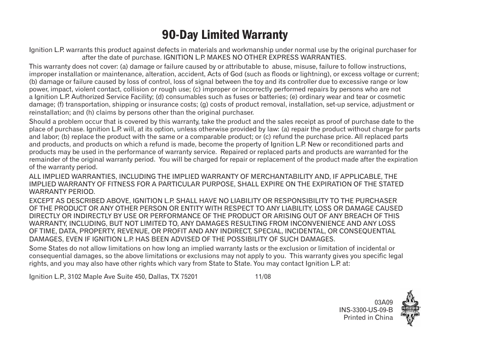 Day limited warranty | Radio Shack XMODS 60-437 User Manual | Page 11 / 11