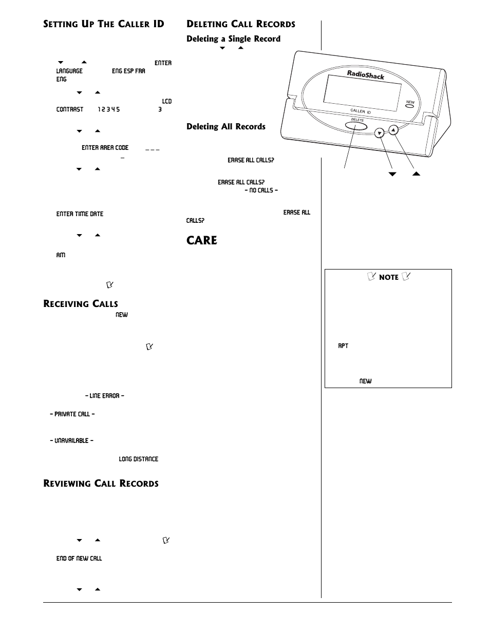 Care | Radio Shack 43-3902 User Manual | Page 3 / 4