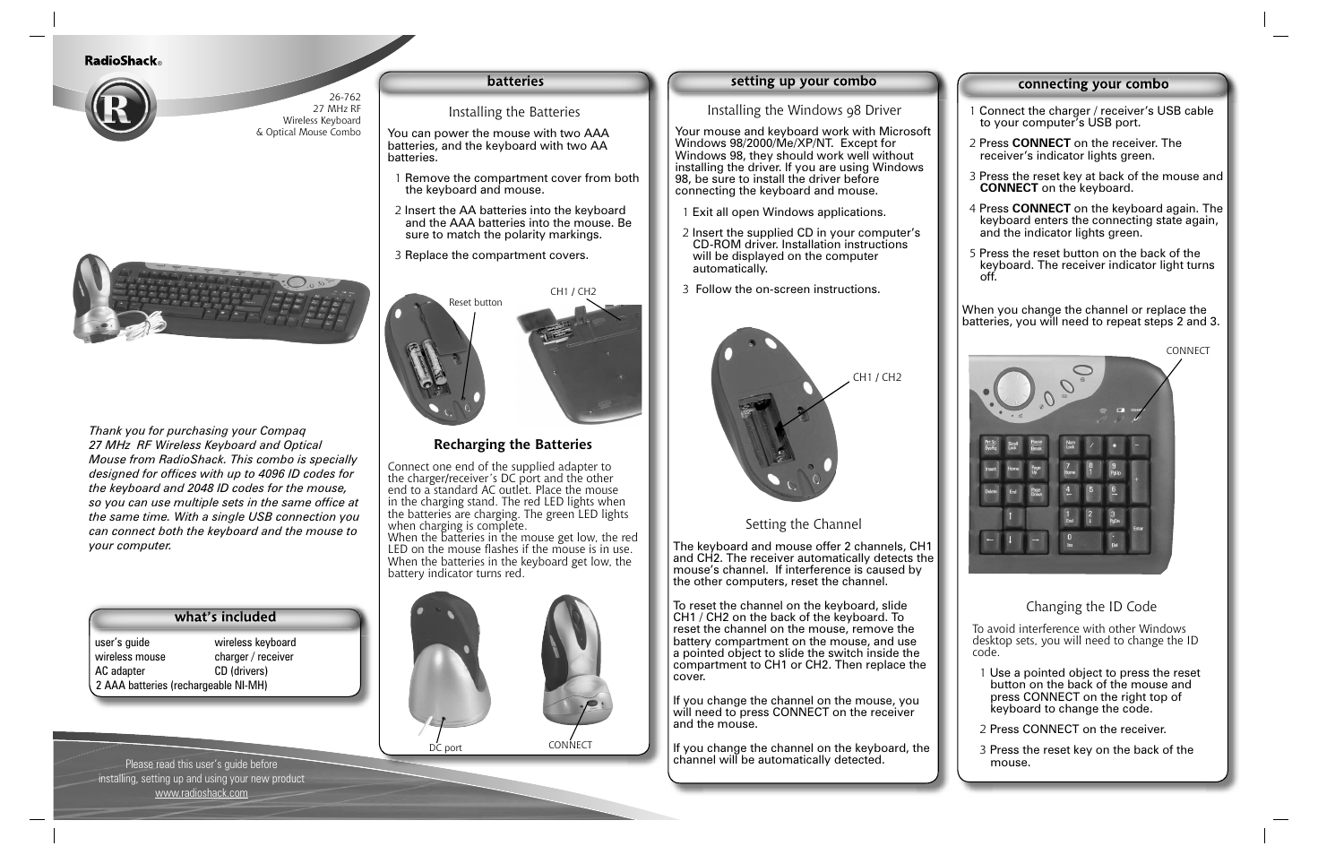 Radio Shack 26-762 User Manual | 2 pages