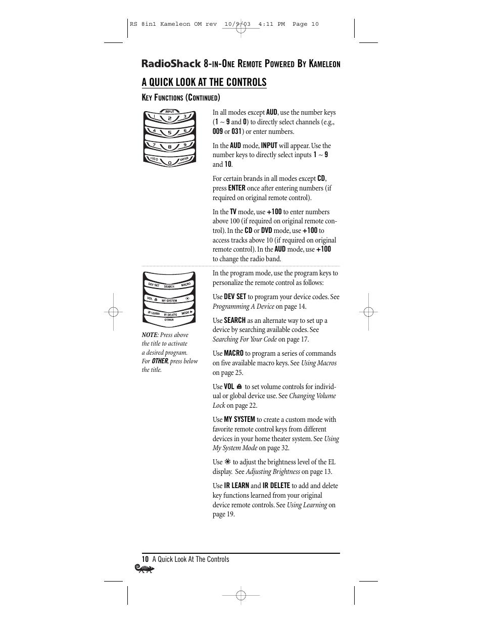 A quick look at the controls | Radio Shack Univer 15-2138 User Manual | Page 10 / 132