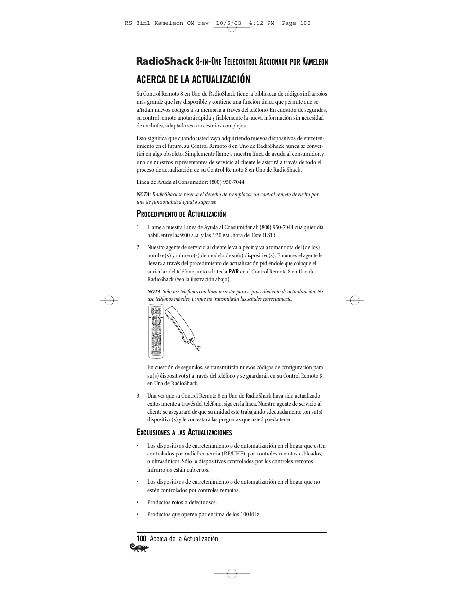 Acerca de la actualización | Radio Shack Univer 15-2138 User Manual | Page 100 / 132