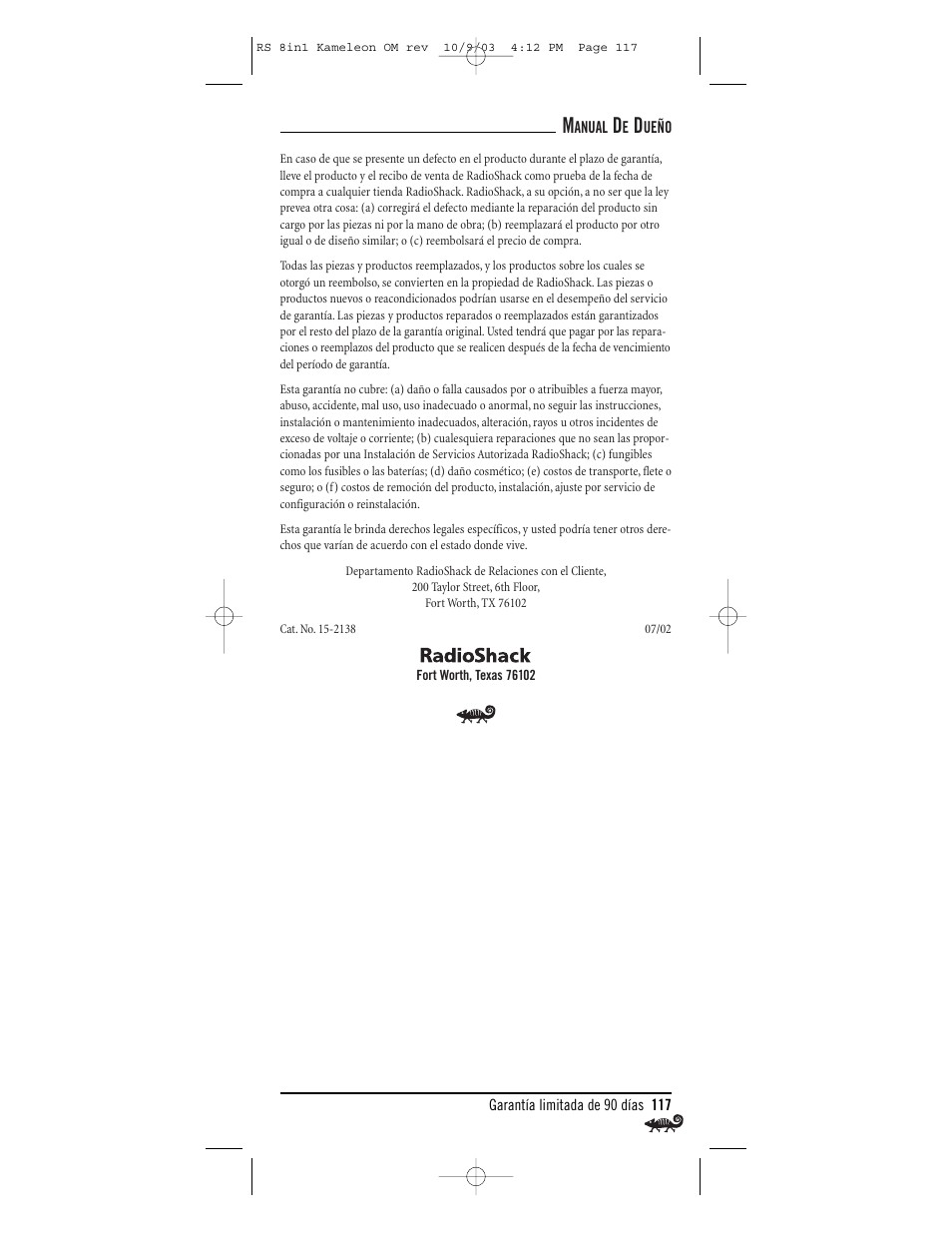 Radio Shack Univer 15-2138 User Manual | Page 117 / 132