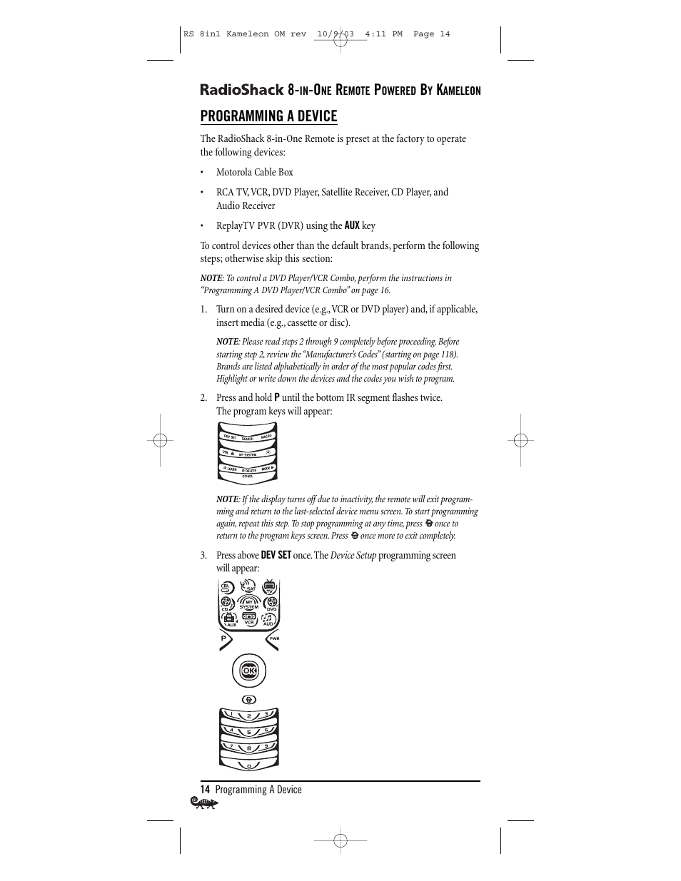 Programming a device | Radio Shack Univer 15-2138 User Manual | Page 14 / 132