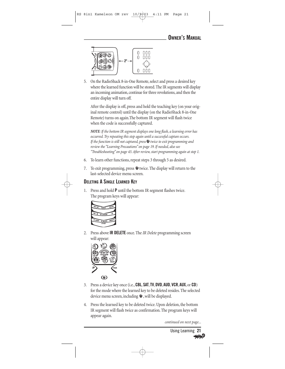 Radio Shack Univer 15-2138 User Manual | Page 21 / 132