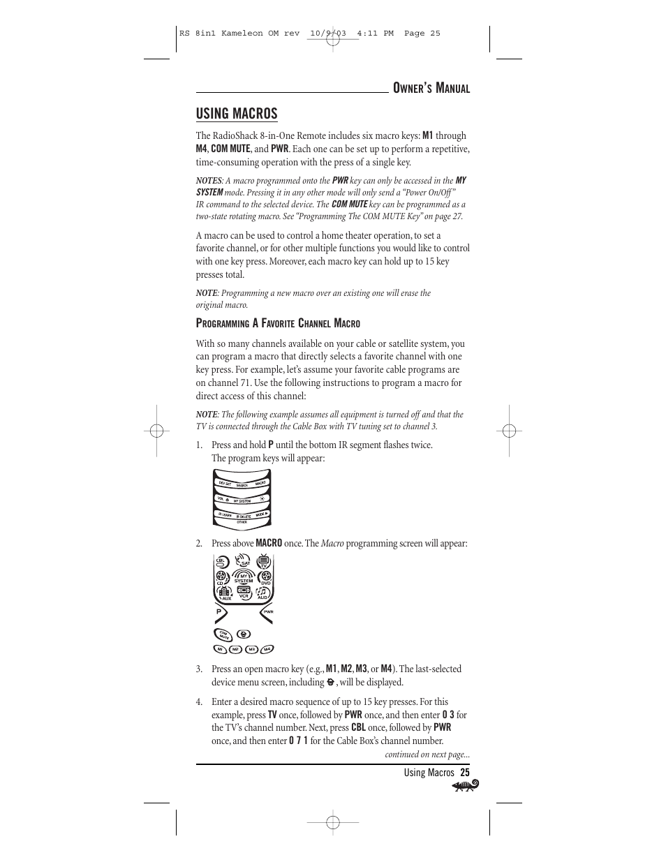 Using macros | Radio Shack Univer 15-2138 User Manual | Page 25 / 132