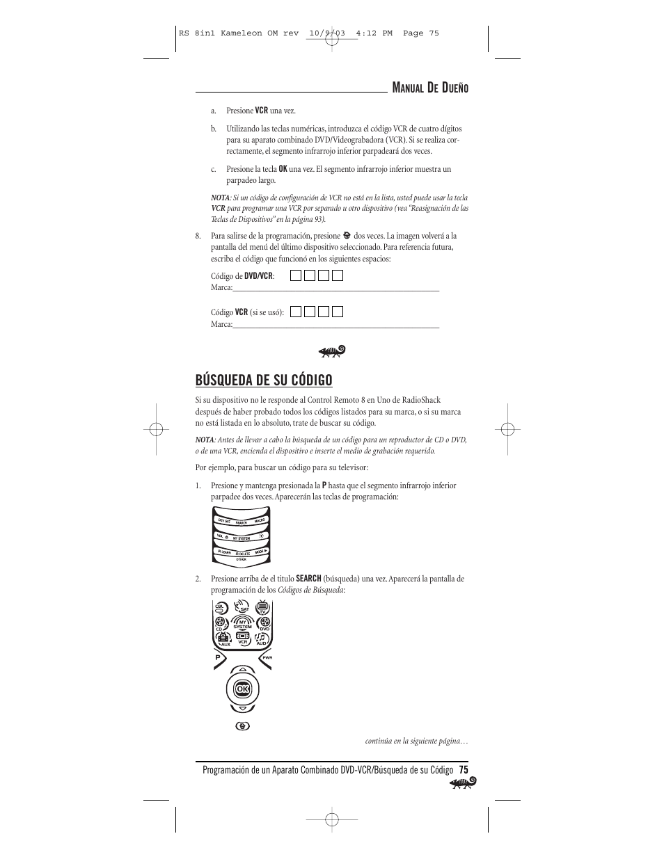 Búsqueda de su código | Radio Shack Univer 15-2138 User Manual | Page 75 / 132