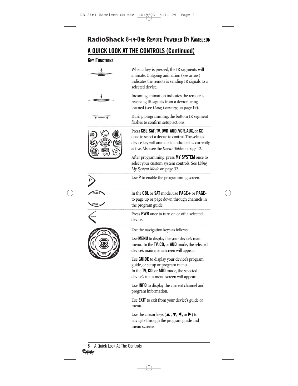 A quick look at the controls (continued) | Radio Shack Univer 15-2138 User Manual | Page 8 / 132