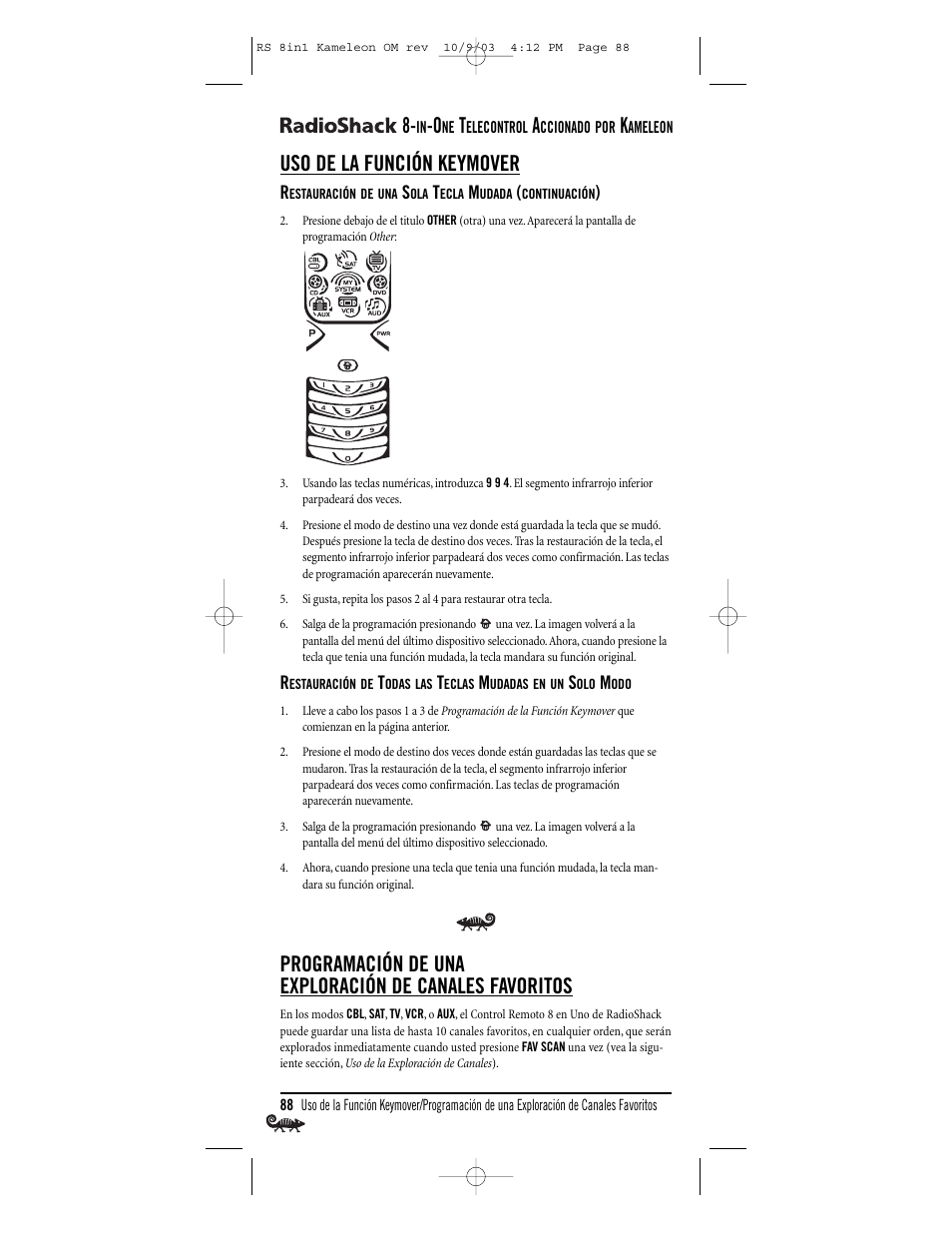 Uso de la función keymover | Radio Shack Univer 15-2138 User Manual | Page 88 / 132