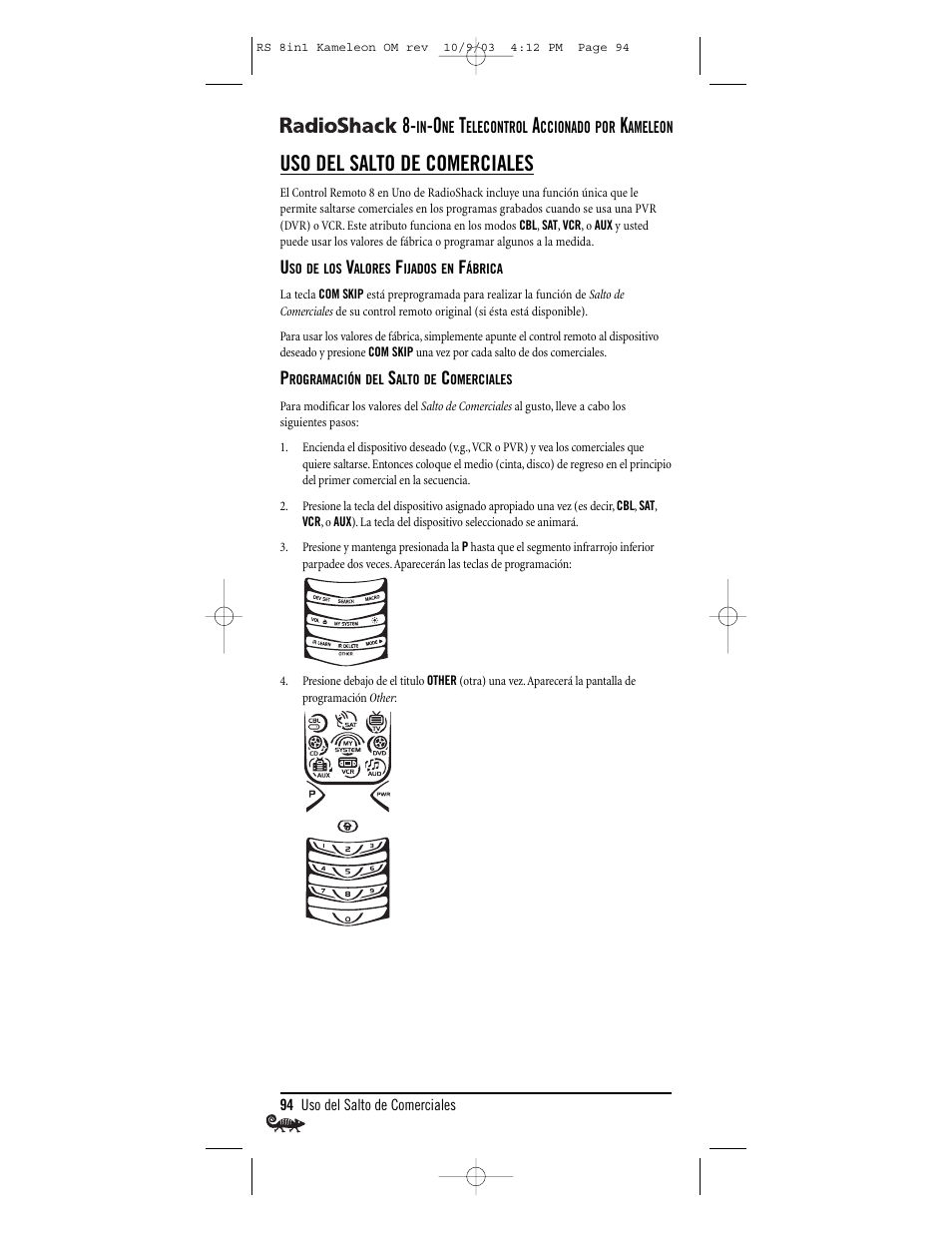 Uso del salto de comerciales | Radio Shack Univer 15-2138 User Manual | Page 94 / 132