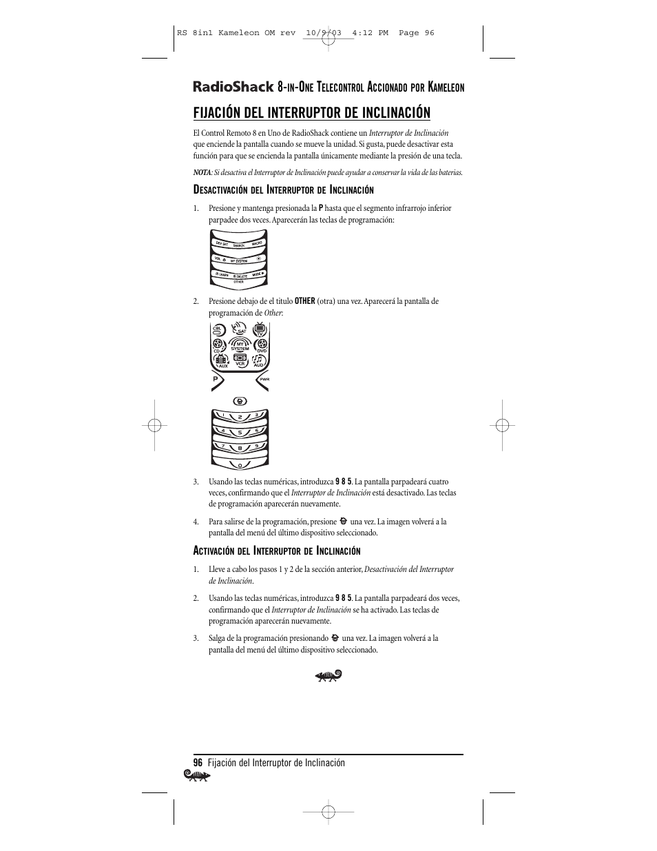 Fijación del interruptor de inclinación | Radio Shack Univer 15-2138 User Manual | Page 96 / 132