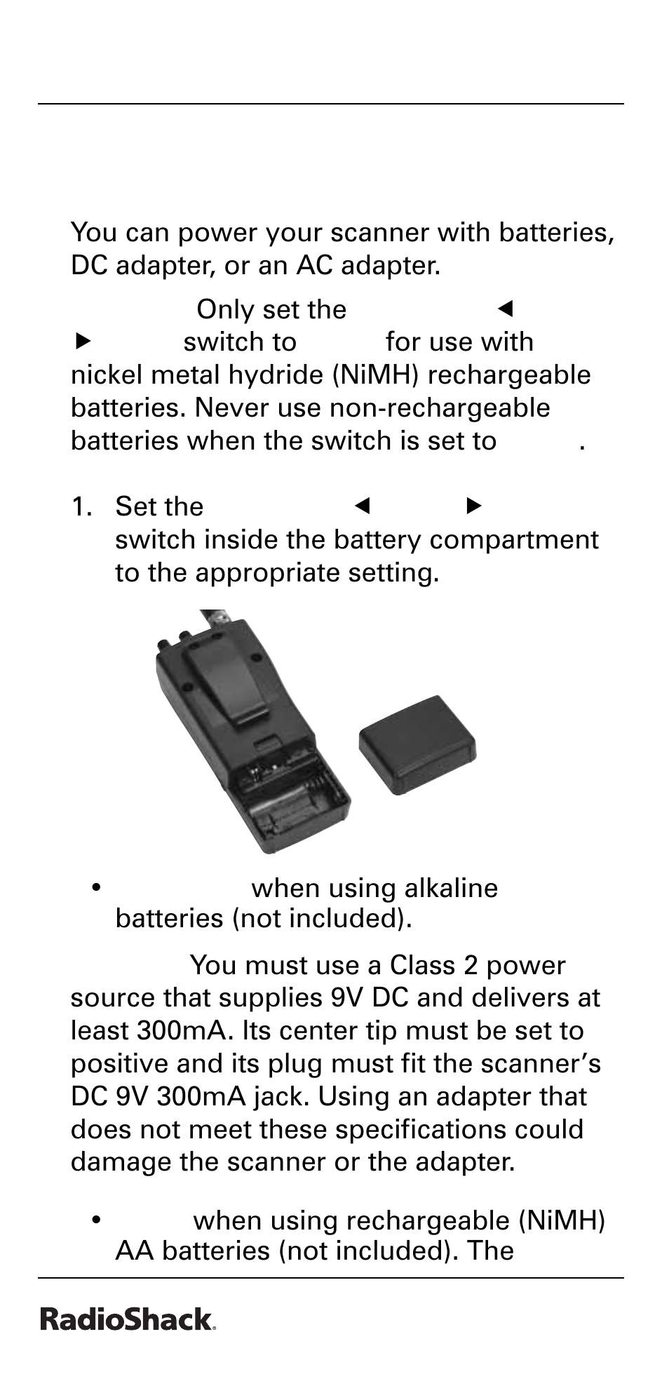 The basics supplying power to your scanner | Radio Shack PRO-528 User Manual | Page 14 / 92