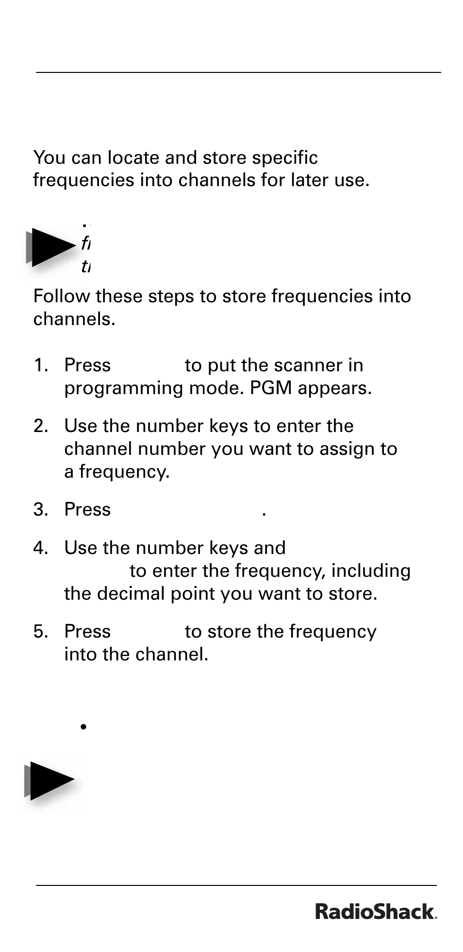 The basics storing known frequencies into channels | Radio Shack PRO-528 User Manual | Page 21 / 92
