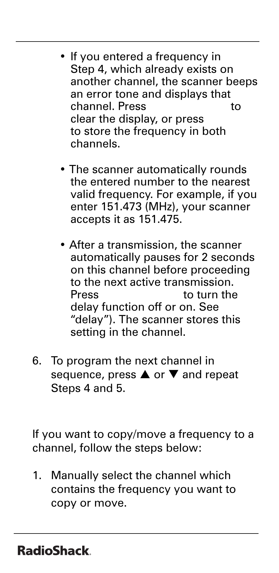 Beyond the basics, Copying/moving a frequency | Radio Shack PRO-528 User Manual | Page 22 / 92