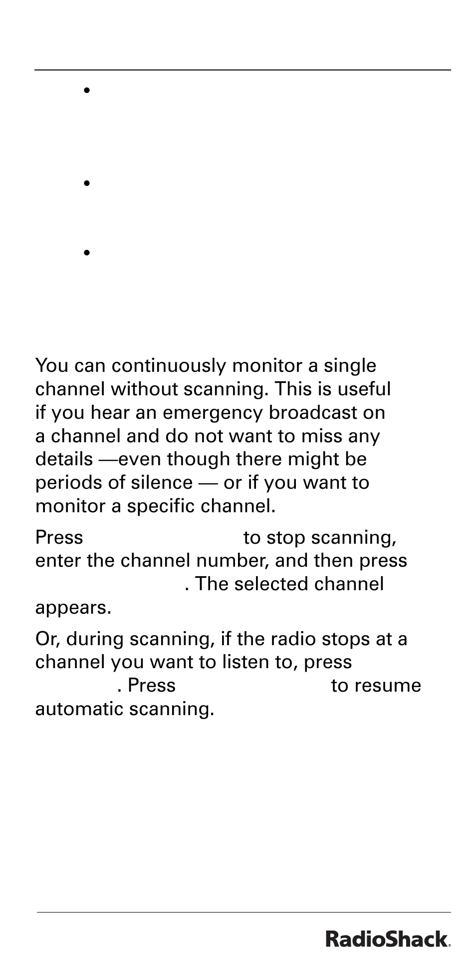 Beyond the basics, Manually selecting a channel | Radio Shack PRO-528 User Manual | Page 31 / 92