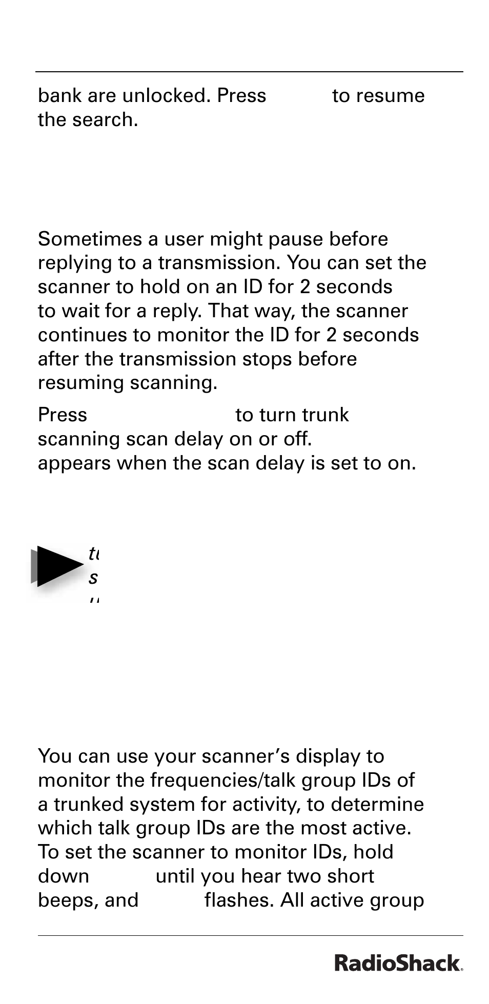 Beyond the basics, Using trunk scanning scan delay, Monitoring talk group ids | Radio Shack PRO-528 User Manual | Page 63 / 92