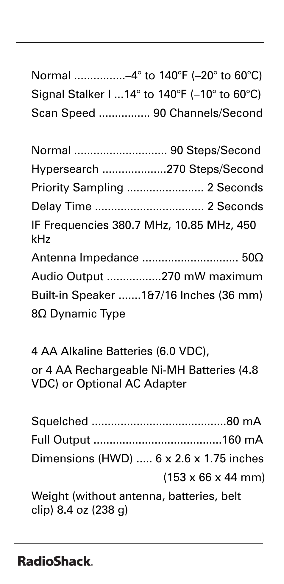 Radio Shack PRO-528 User Manual | Page 88 / 92