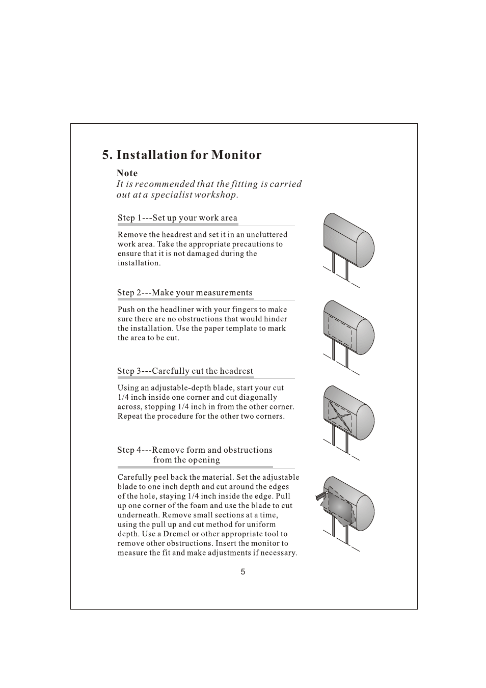 Installation for monitor | Radio Shack PLVSHR77 User Manual | Page 6 / 8