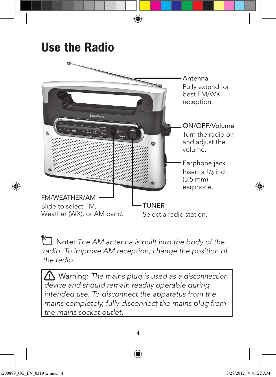 Use the radio | Radio Shack 12-889 User Manual | Page 4 / 7