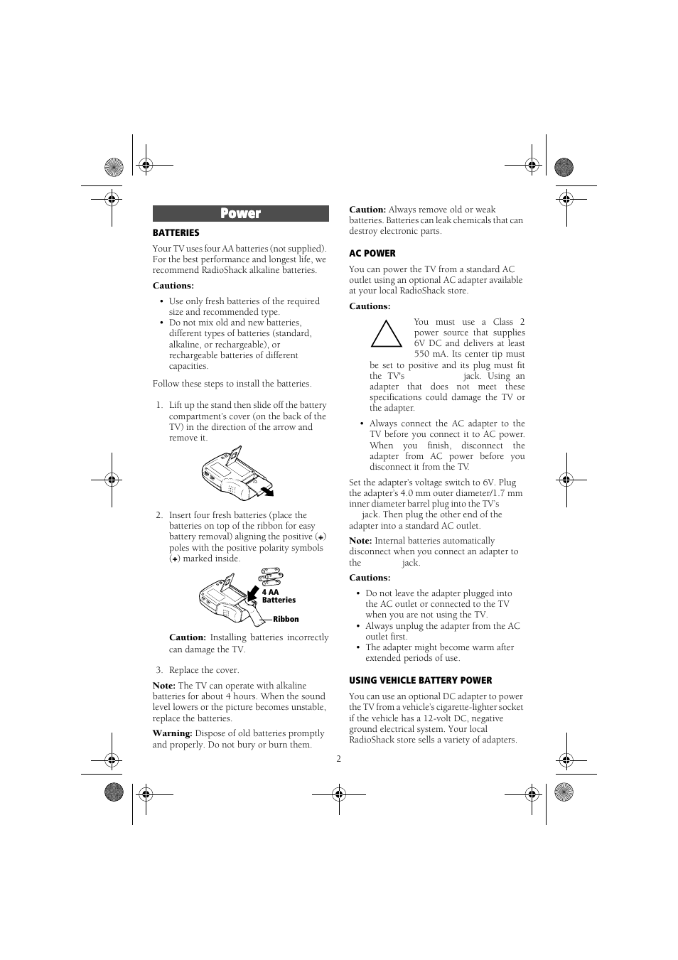 Radio Shack 08A99 User Manual | Page 2 / 6